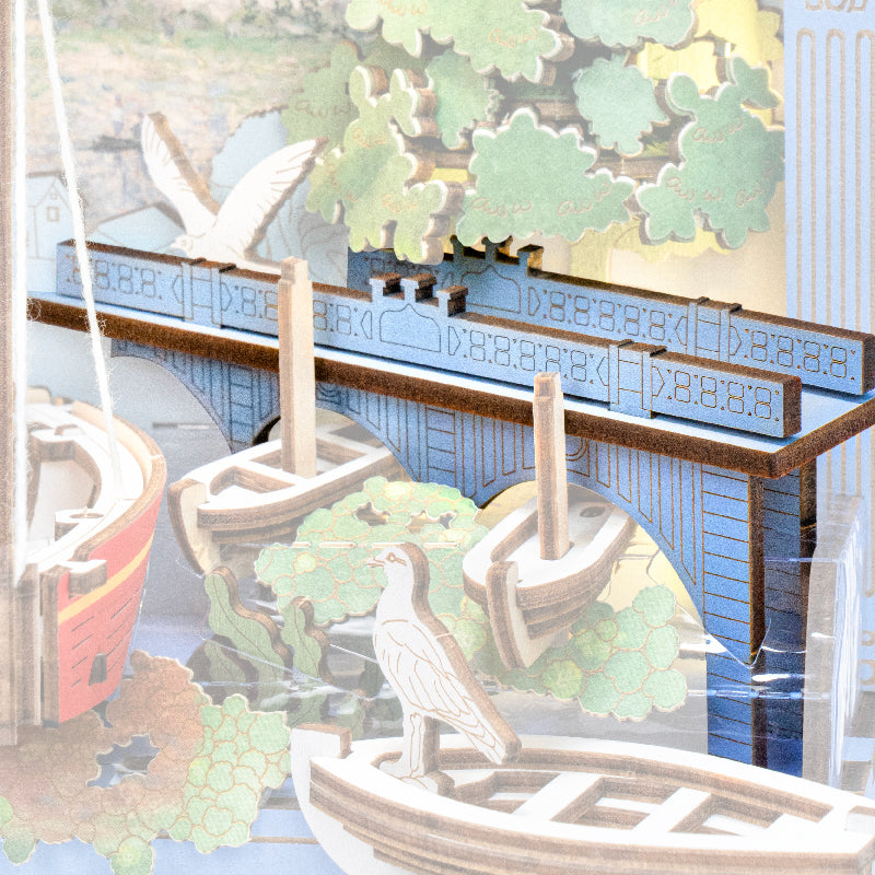 Pont en arche bleu