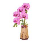 Rowood Purple Moth Orchid DIY Flower 3D Wooden Puzzle TW091, 3D wooden DIY flower puzzle, front product view