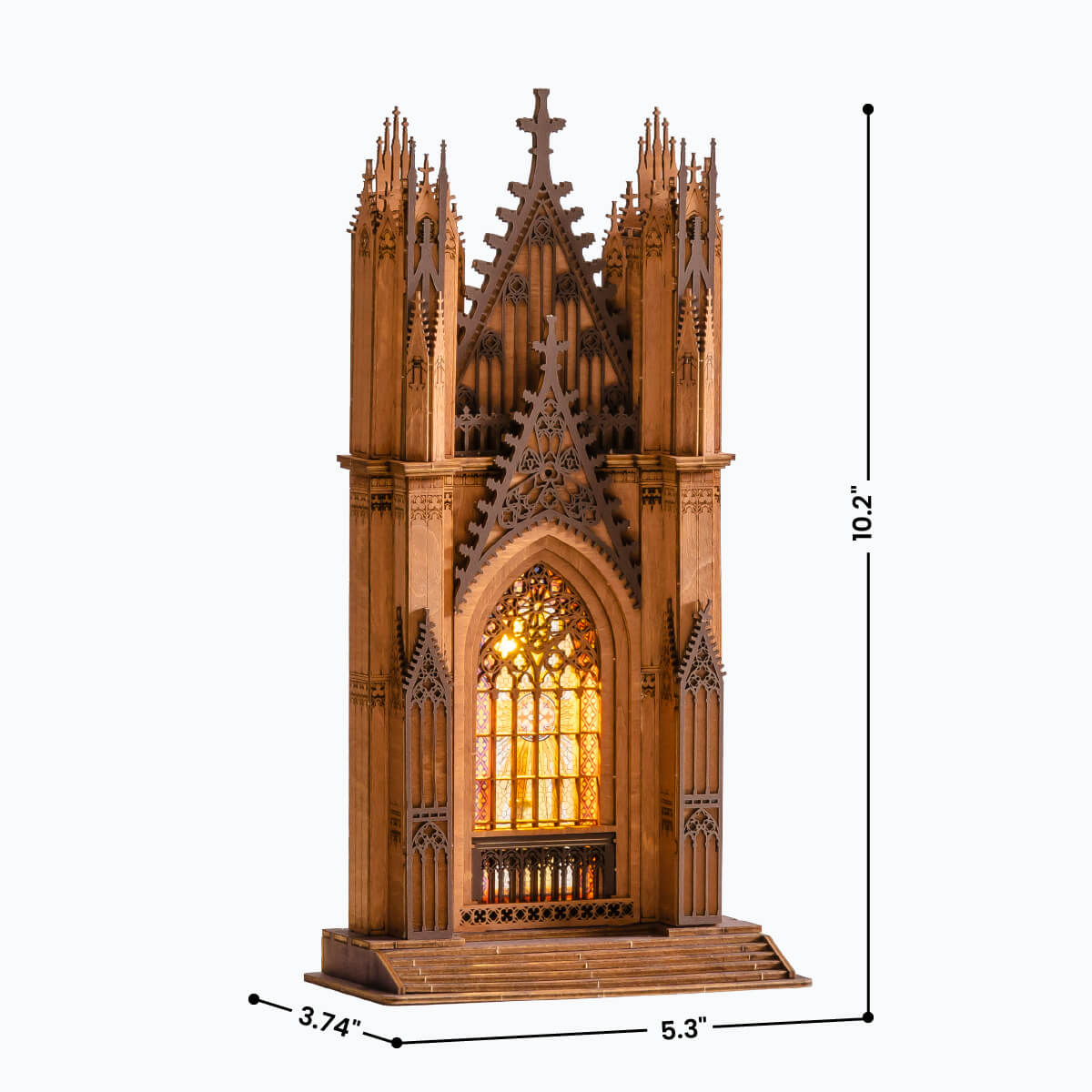 Rolife Twin-Tower Cathedral 3D Wooden Puzzle TGA01 3D wooden architecture model, detail of decorative elements and finish