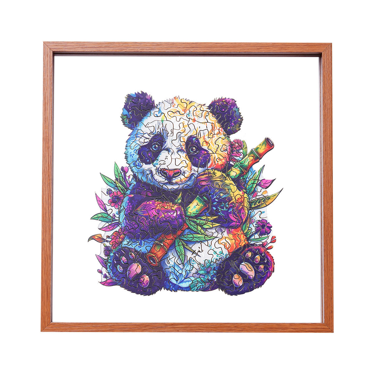 ROBOTIME Floral Panda Wooden Jigsaw Puzzle with Frame main product photo