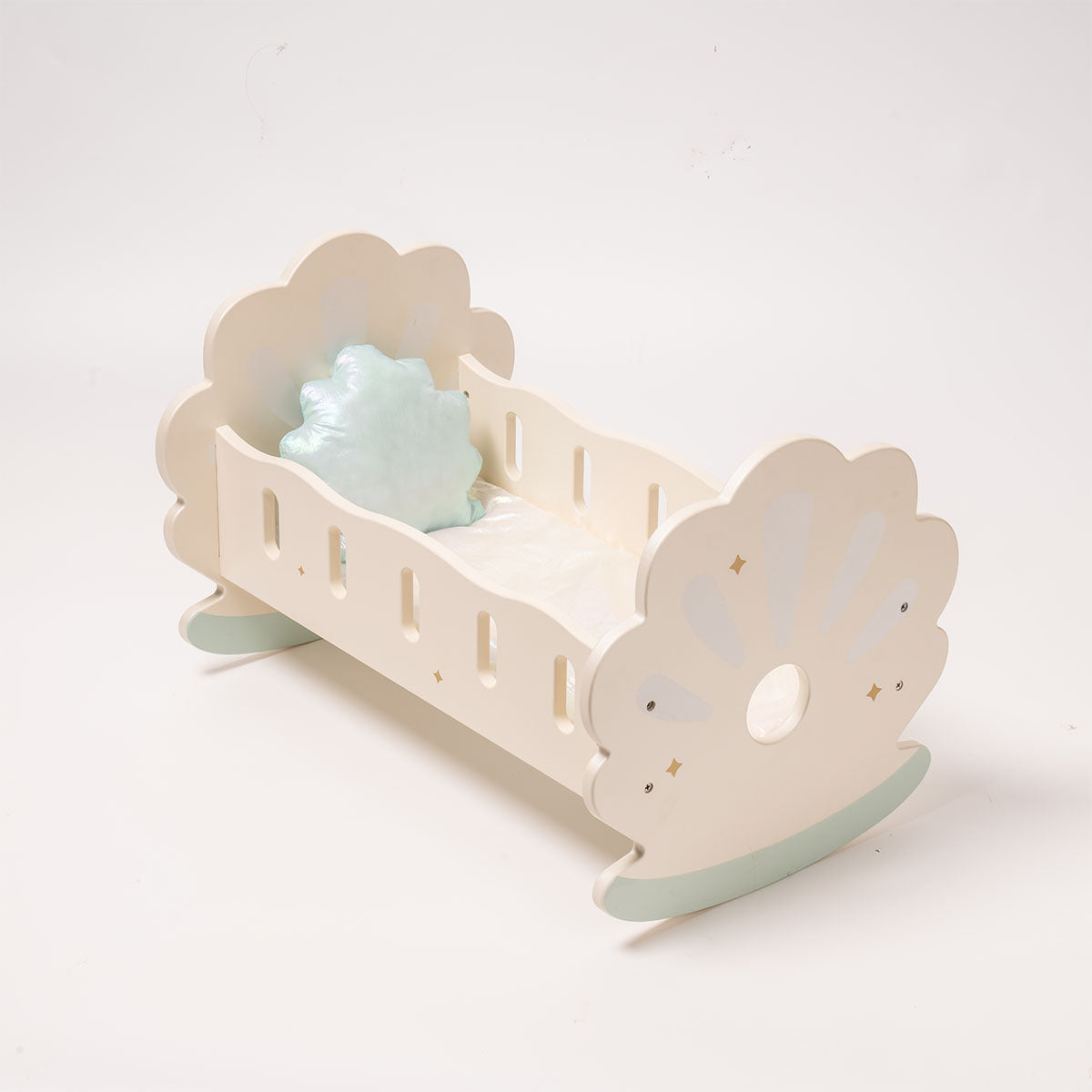 Robud, Wooden Baby Doll Crib, wooden doll furniture, side angle