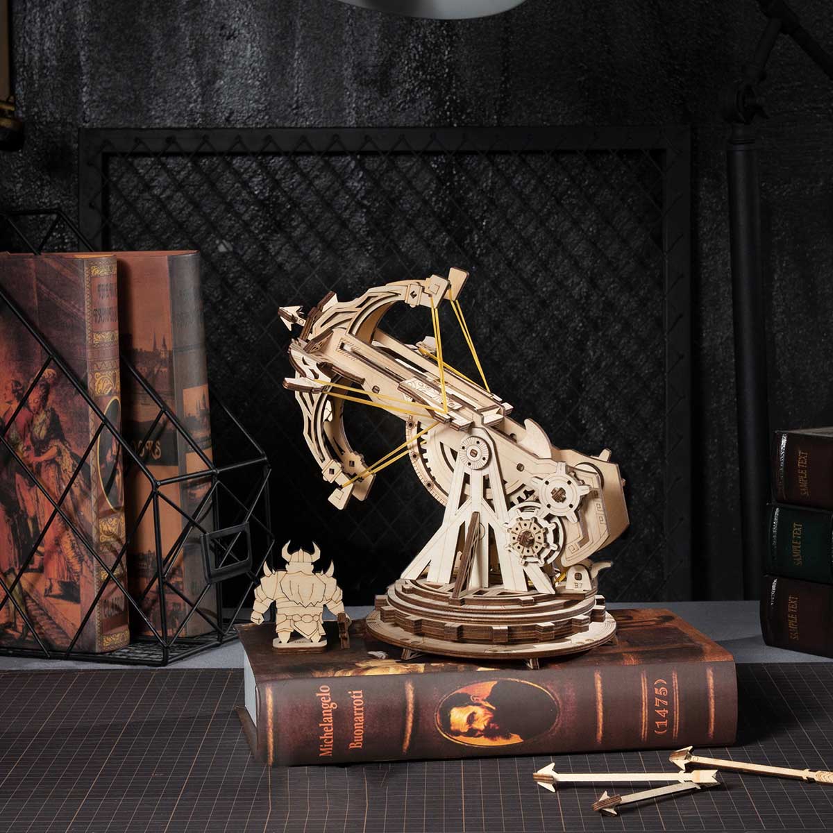 ROKR, Siege Heavy Ballista, KW401, 3D wooden siege weapon puzzle, detail close-up
