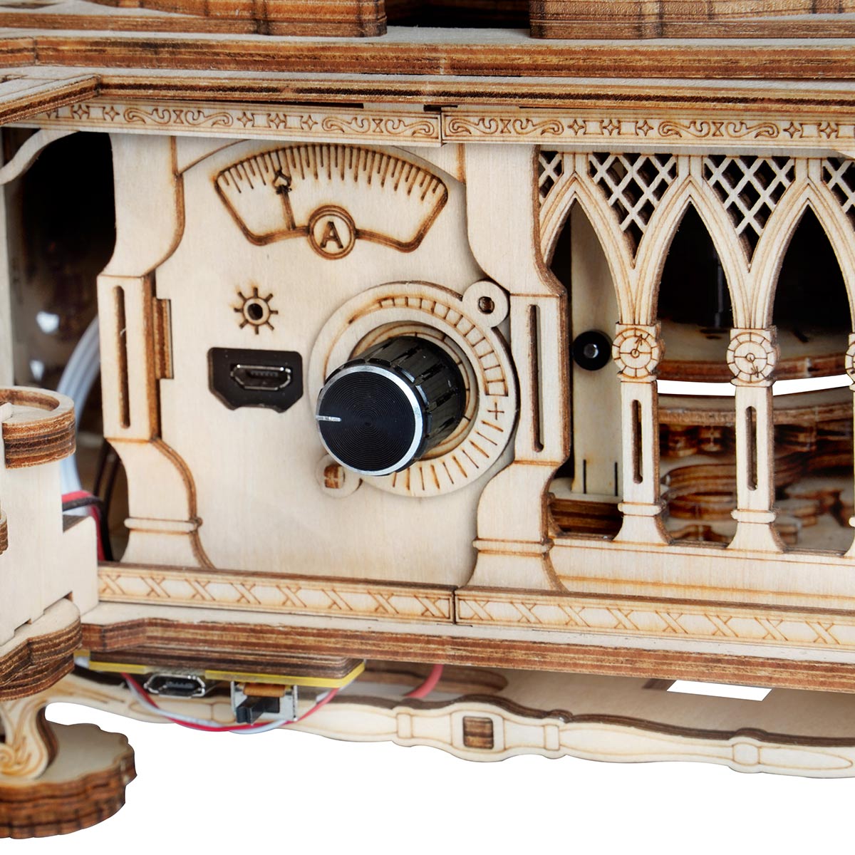 ROKR, Classic Gramophone, LKB01D, 3D wooden gramophone puzzle, detail close-up