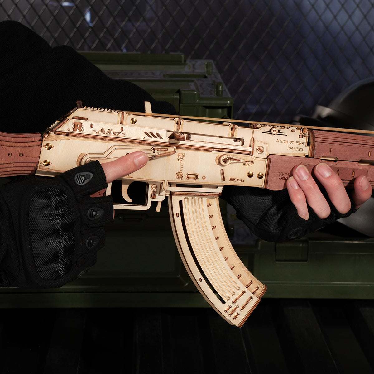 Fusil d'assaut ROKR AK-47, jouet en bois 3D, puzzle LQ901
