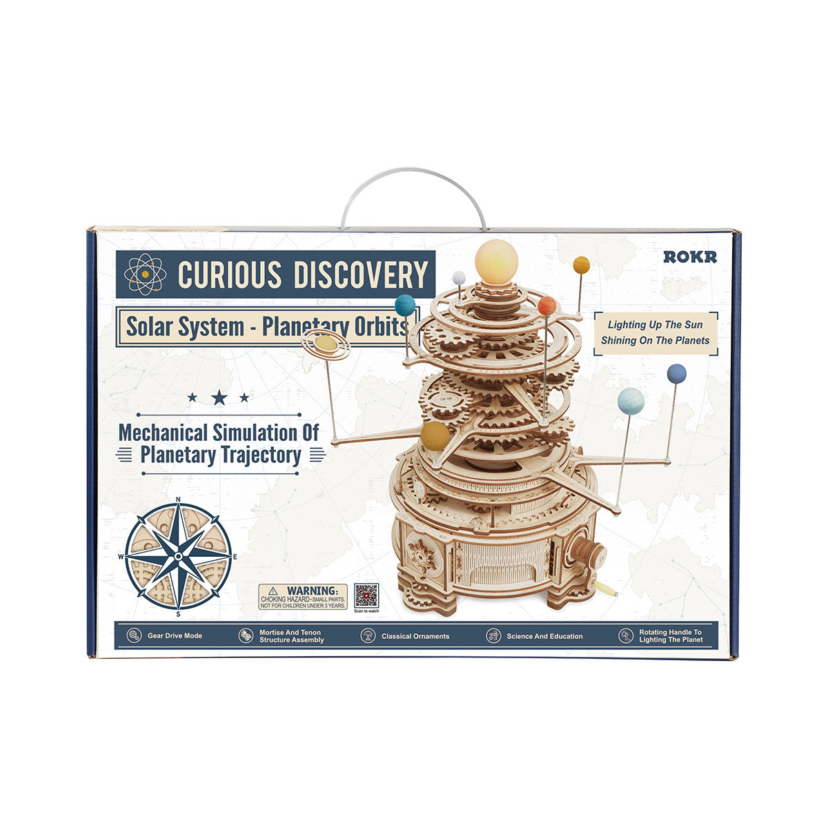 ROKR, Mechanical Orrery, ST001, 3D wooden orrery puzzle, styled with accessories
