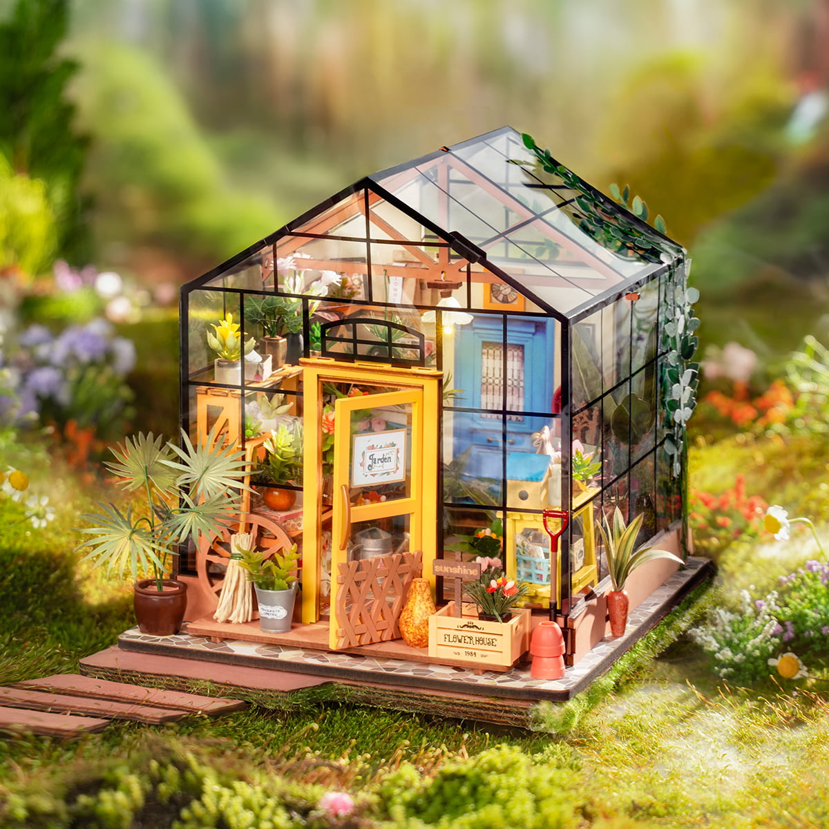 Rolife, Cathy's Flower House, DG104, DIY miniature house kit, side angle