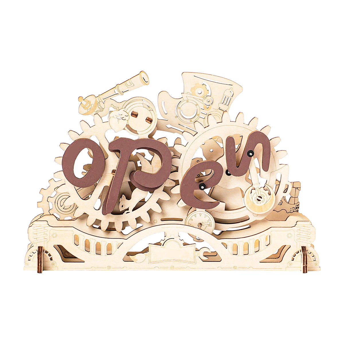 ROKR, Open Closed Sign, LK506, 3D wooden open closed sign puzzle, front view