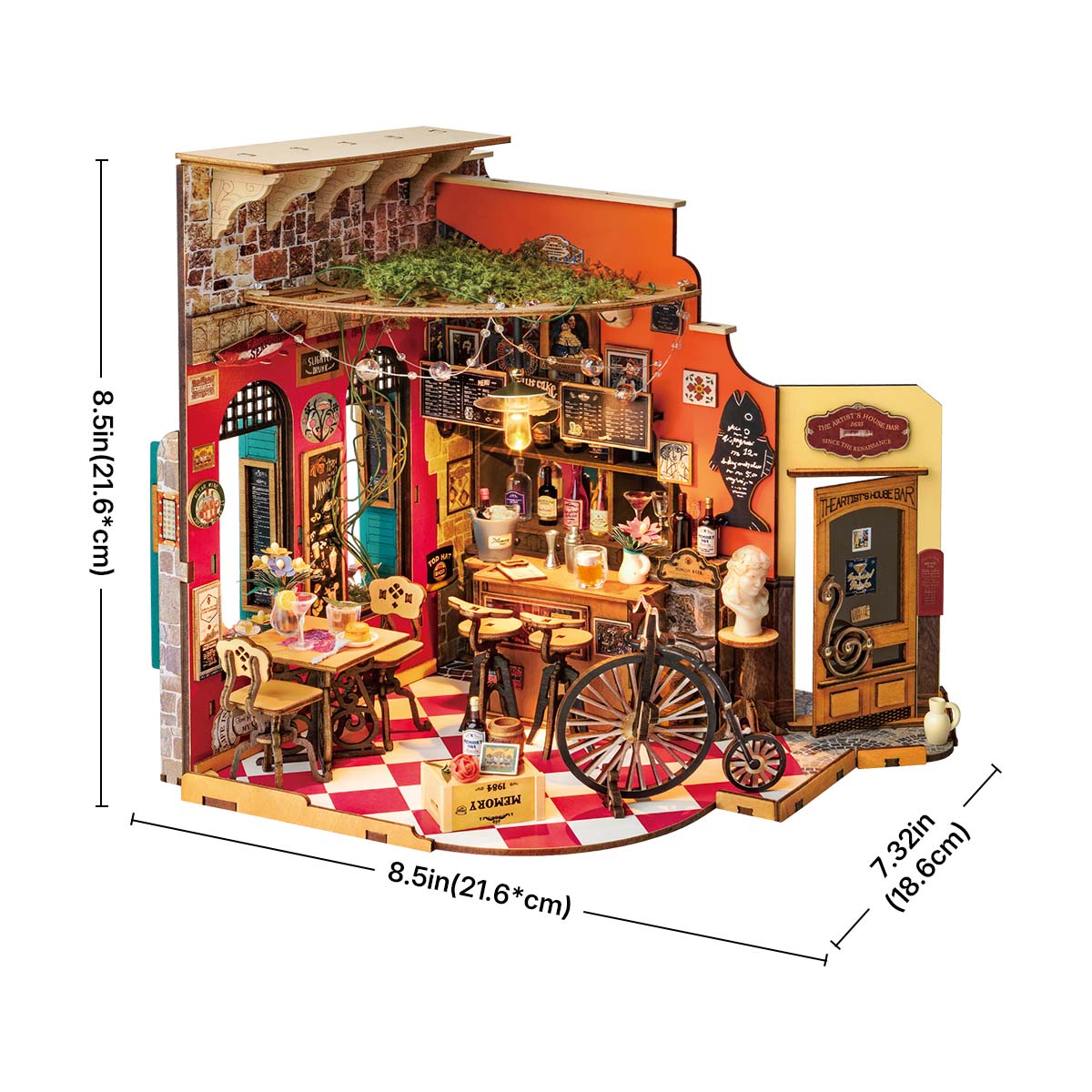Rolife Cheers Bar & Dining DIY Miniature House DG173, DIY miniature dollhouse kit, styled photo
