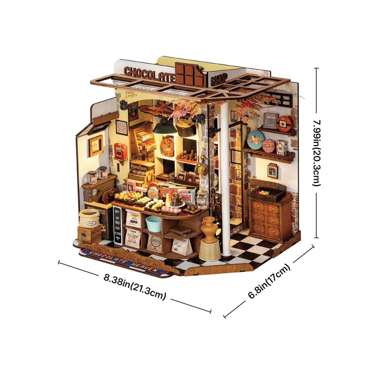 Rolife Henry's Chocolate DIY Miniature House DG174, DIY miniature dollhouse kit, styled photo