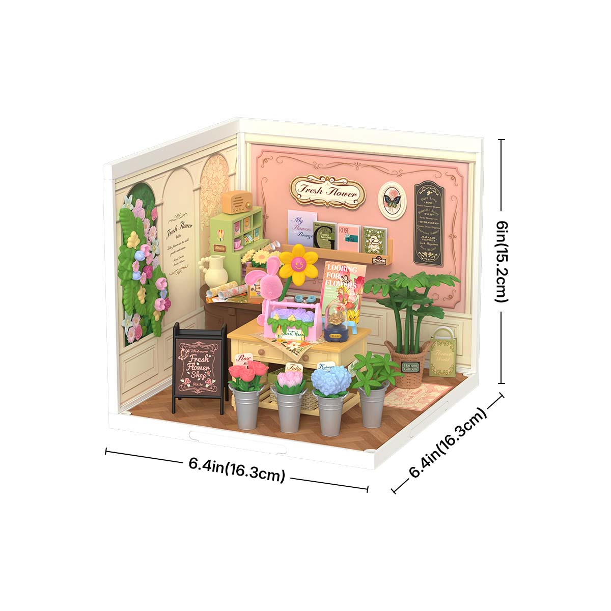 Rolife Fresh Flower Shop DIY Miniature House DW017B, DIY miniature dollhouse kit, in-use demonstration