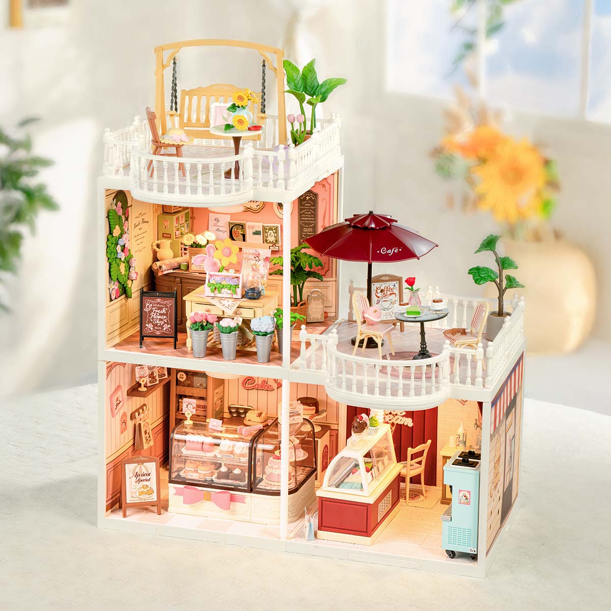 Rolife Super Creator Extension Pack ¡§C Terrace, DIY miniature dollhouse kit, angle product view