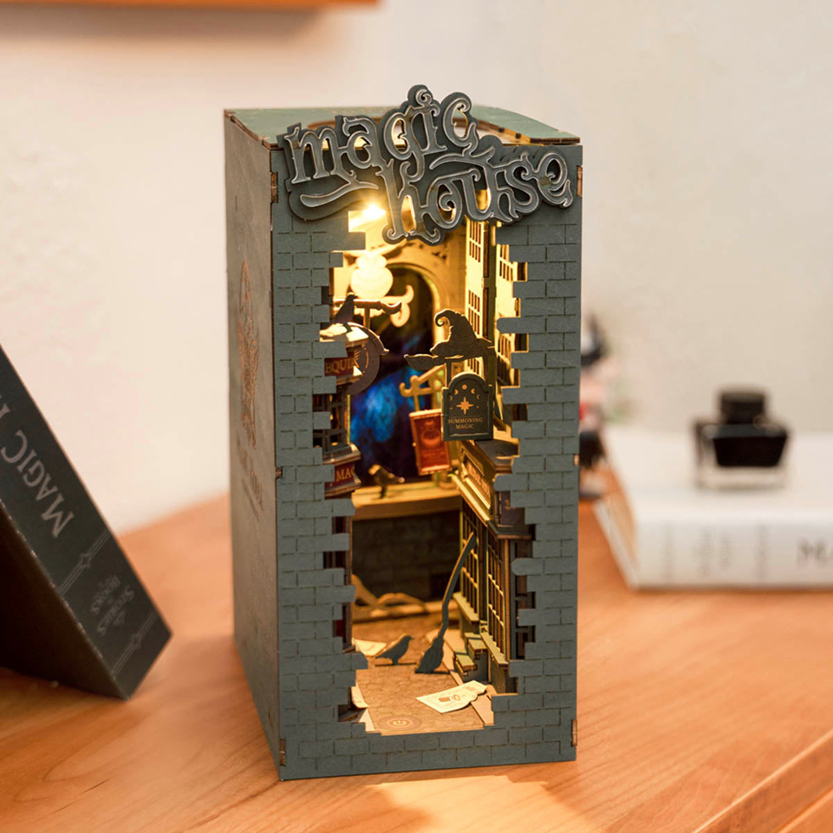 Rolife, Magic House DIY Book Nook, TGB03, DIY book nook kit, side angle