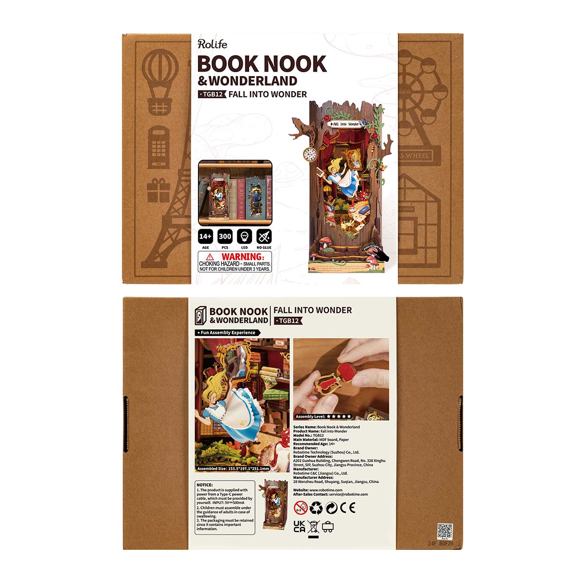 Rolife Fall into Wonder DIY Book Nook TGB12, 3D wooden book nook puzzle diorama, texture detail